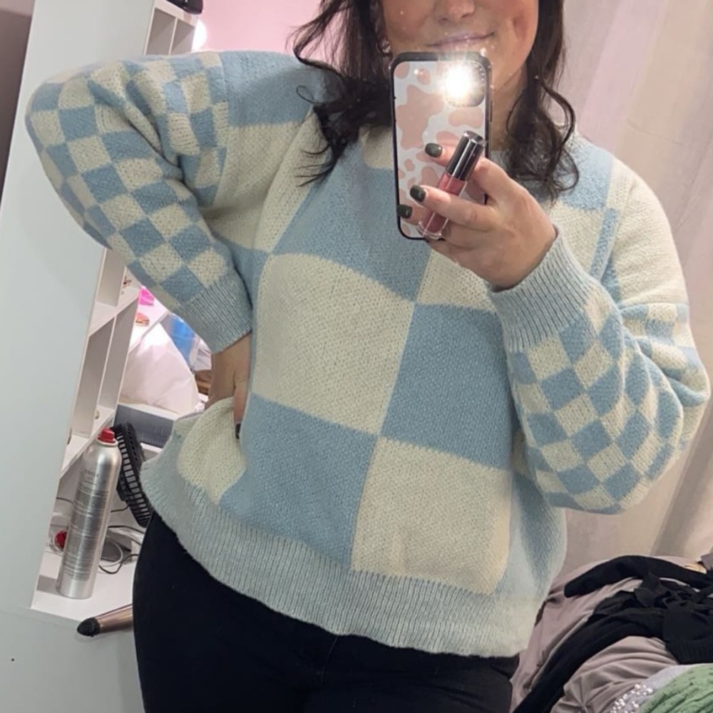 Plus - Checkered Women's Sweater - 2X / 16